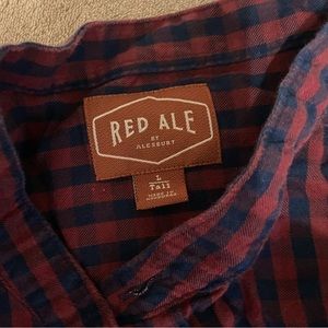 Red Ale button up collarless shirt